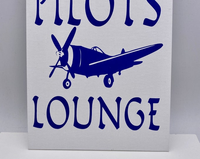 Pilots Lounge Print on White Canvas Panel, Inspirational Decor, Bedroom Wall Art, Quote Prints, Airplane Decor, Vintage Aviation Print