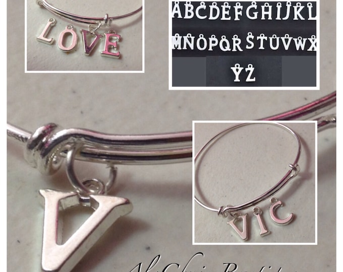 ADD ON ONLY - Personalize Add a Letter Charm to your Bangle Charm Bracelet and Gemstone Charm Bracelet from my shop