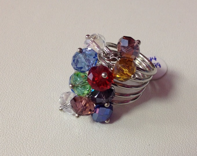 Faceted Multi Color Crystal Ring, Statement Ring, Crystal Ring, Beaded Ring, Mix Color Crystal Ring, Prom Jewelry