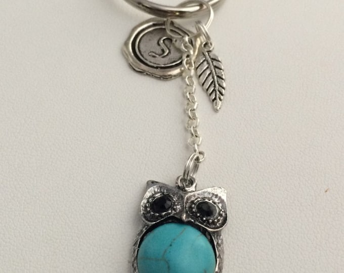 Keychain charm, Owl Key Chain Charm, handbag charms, owl purse charm, blue charm keychain