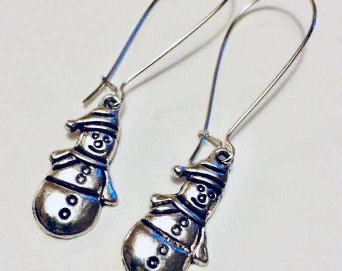 Snowman Charm Dangle Earrings; Holiday jewelry, Christmas, Gifts, Gifts for her, Snowman Earrings, Snowman Jewelry, Ugly Sweater Accessories