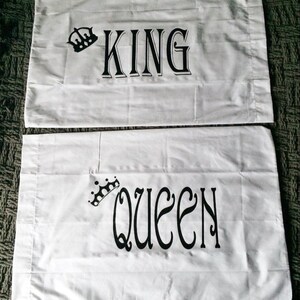 Couples Gifts, King & Queen Pillow cases, His and Hers Pillowcases, Anniversary gifts, Wedding gifts, Couples Pillow Cases, Bedroom Decor image 4