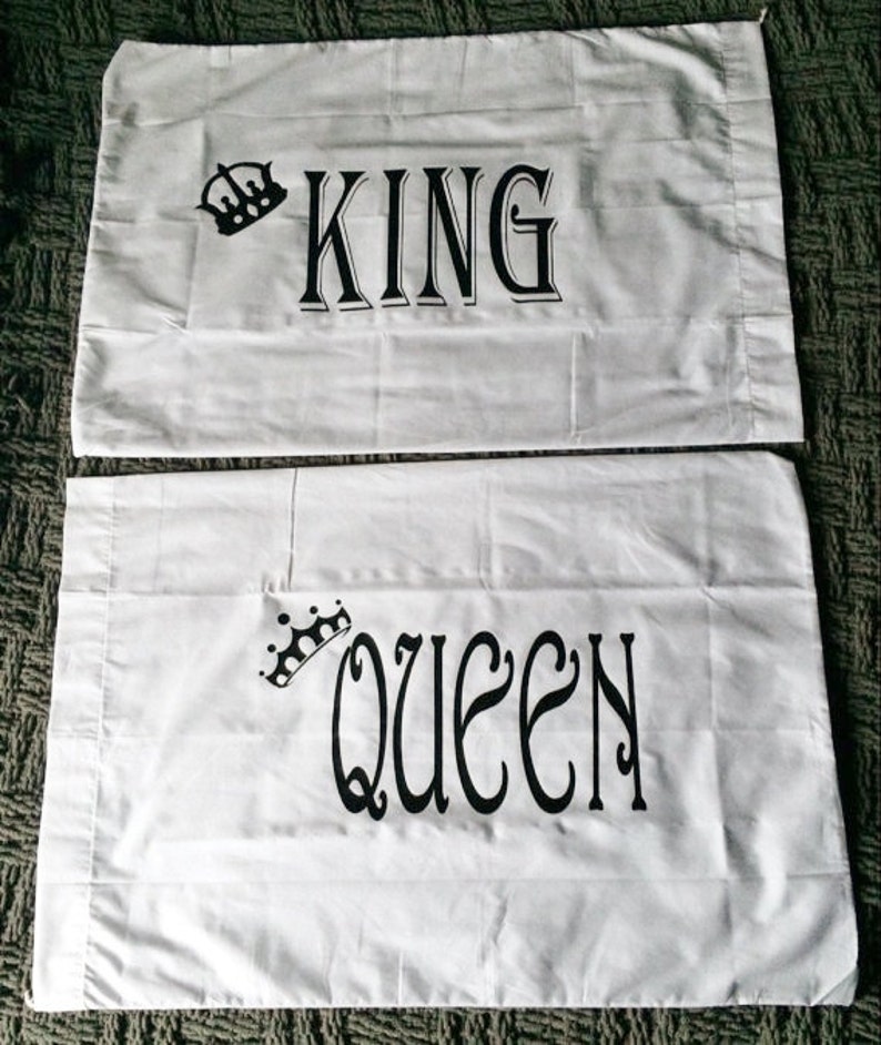 Couples Gifts, King & Queen Pillow cases, His and Hers Pillowcases, Anniversary gifts, Wedding gifts, Couples Pillow Cases, Bedroom Decor image 4