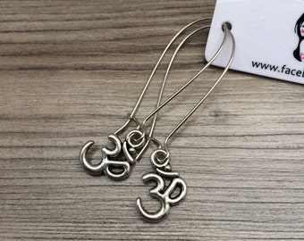 OHM Charm on Kidney Earwire Earrings; Aum, Yoga, reiki, Budhha charm, Gifts for her, namaste