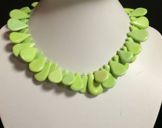 Dyed Howlite Gemstone Choker Necklace; sale, gifts, lime green necklace