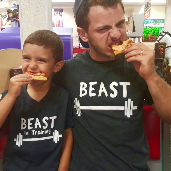 Beast Print Father and Son Matching Shirts, Stepdad Stepson T-shirts, Matching Tshirts, Funny tshirts, Father's Day Gift, Dad Gift