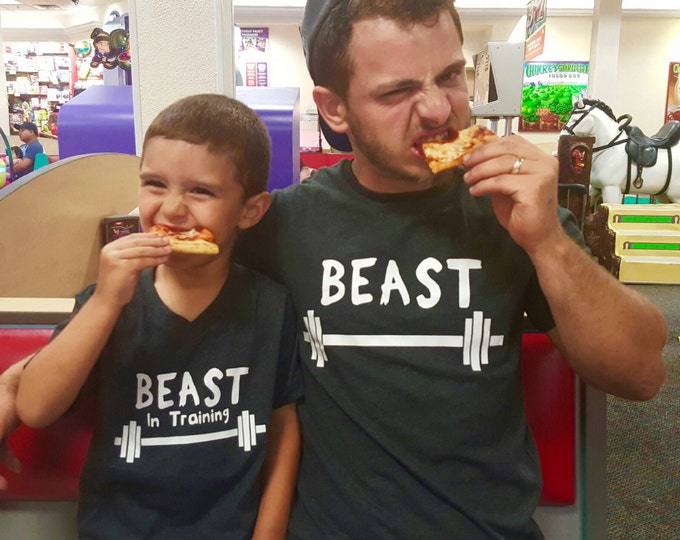 Beast Print Father and Son Matching Shirts, Stepdad Stepson T-shirts, Matching Tshirts, Funny tshirts, Father's Day Gift, Dad Gift