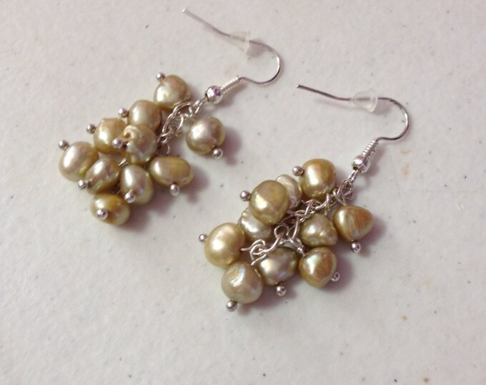 Sage Green Cultured Freshwater Pearl  Earrings