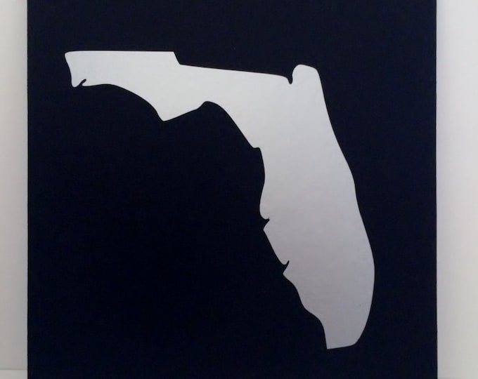 Florida State Print on Canvas Panel Wall Art, Map Decor,  Silver & Black decor,Florida  State, Florida Wall Art, Florida Wall Art