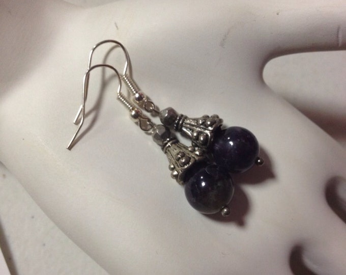Amethyst Earrings, Gemstone Bead Earrings, Bohemain earrings, Purple Earrings, dangle earrings