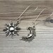Sun and Moon Charm Dangle Earrings; sun jewelry, sun and moon jewelry, bohemian earrings, hippie, dangle sun and moon, gifts for friendship