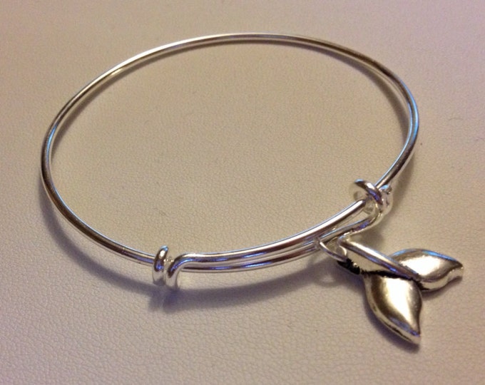 Whales Tail Nautical Charm Bangle; gifts, whale jewelry, nautical