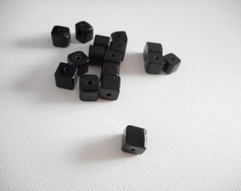 Black Cube Beads, Black Glass Beads, Loose Beads, Black Beads for Jewelry Making, Cubed beads, Beading Supplies, Destash Beads