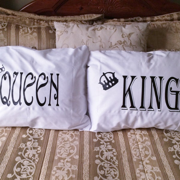 Couples Gifts, King & Queen Pillow cases, His and Hers Pillowcases, Anniversary gifts, Wedding gifts, Couples Pillow Cases, Bedroom Decor