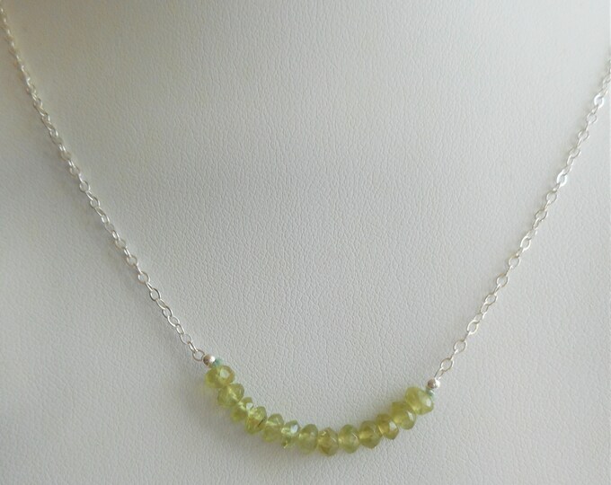 Peridot Necklace - August Birthstone, Gemstone  Necklace, Sterling Silver Necklace, Boho Jewelry, Birthstone Layering Necklace, Mothers