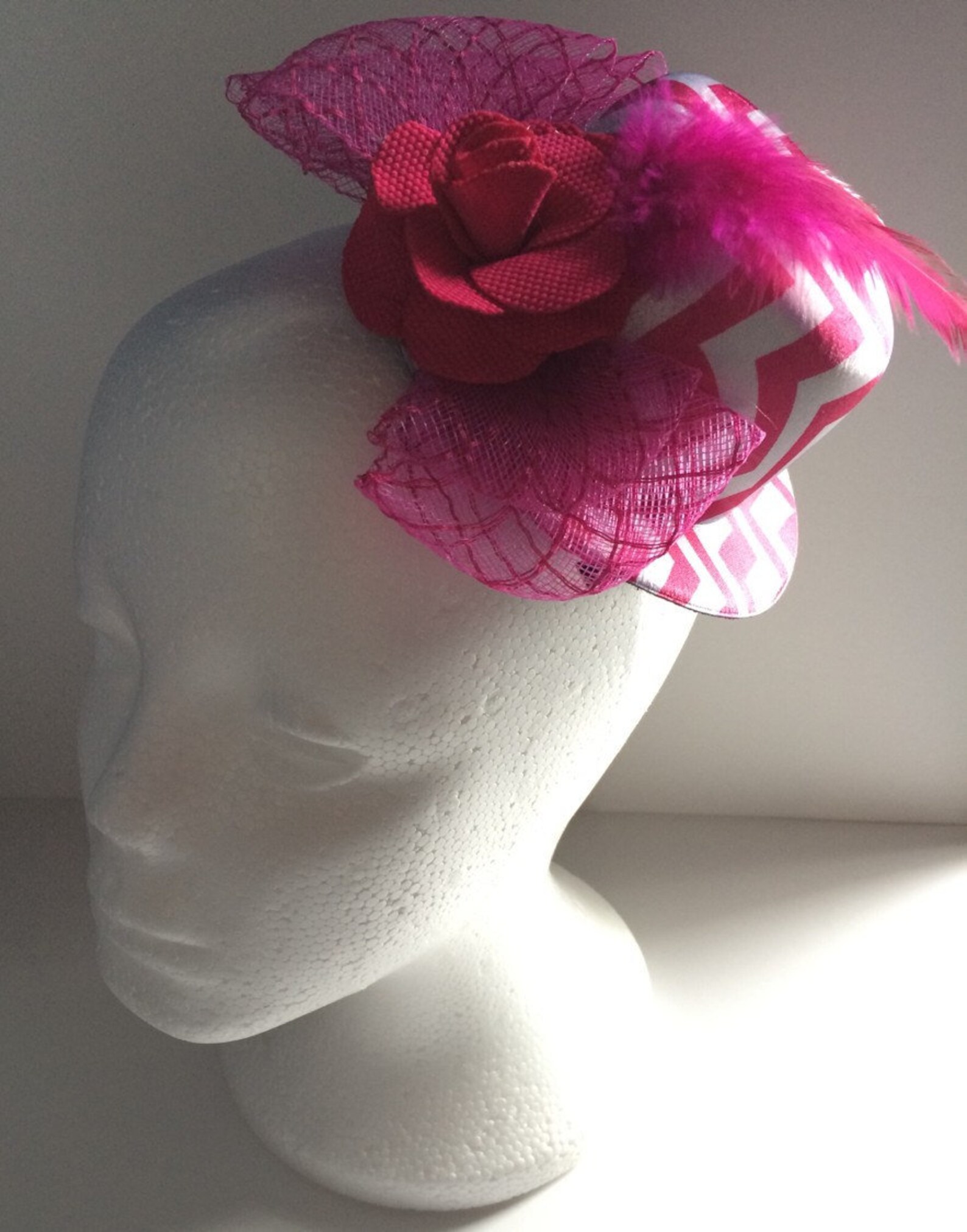 Top Hat Hot Pink Chevron Flower Clip Steampunk Top Hat Photo Etsy