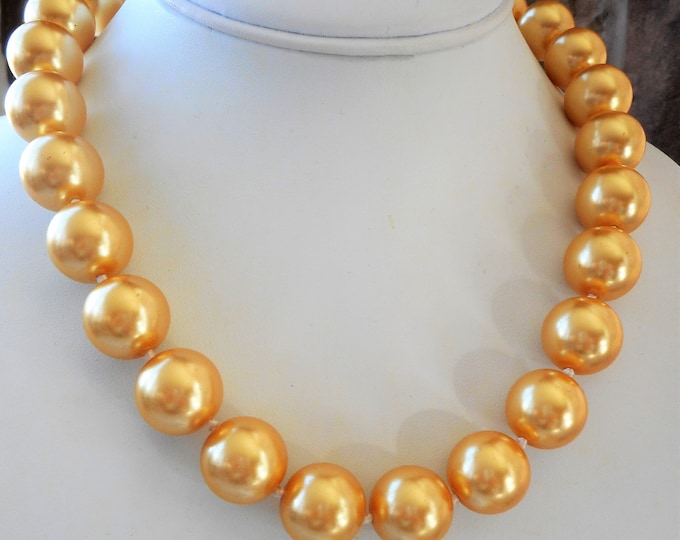 Faux Pearl Necklace Set, Golden Pearl Necklace, Bridal Jewelry, Prom Jewelry Set, Pearl Beaded Necklace, Gold Pearl Jewelry