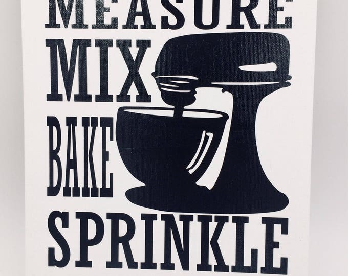 Bake Print on White Canvas Panel, Kitchen Decor, Bake Wall Art, Farmhouse Wall Decor, Bakery Decor, Bake Sign