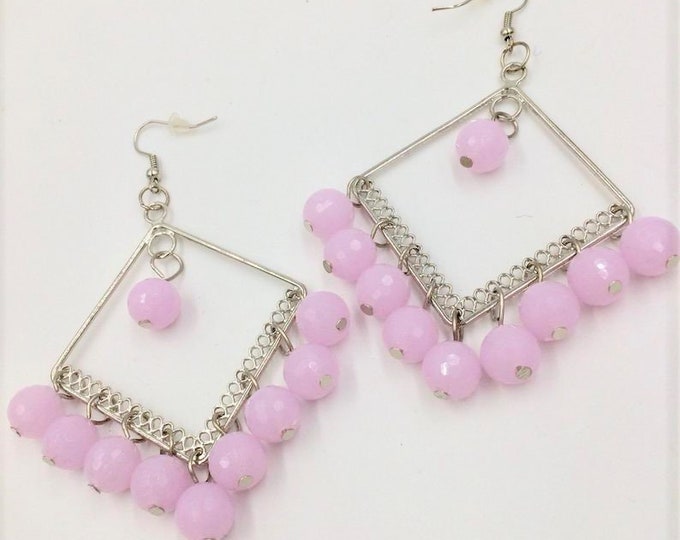 Statement Jewelry, Chunky Beaded Dangle Earrings, Lilac Earrings, Bold Earrings, Chunky Beaded Earrings, Boho Earrings, Dangle Drop Earrings