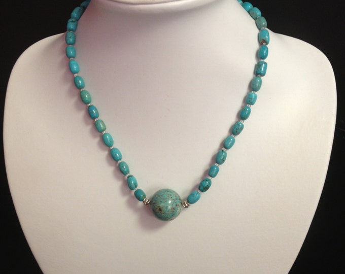 Turquenite Bead Necklace, Tribal Necklace, Southwestern Jewelry, Blue Stone Jewelry, Gemstone Necklace, Gemstone Jewelry, Beaded Necklaces