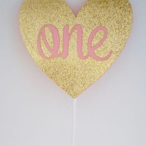 Pink and Gold Cake Topper One Birthday Cake Topper Glitter - Etsy