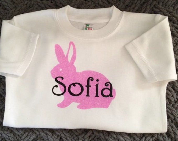 Personalized Bunny TShirt, Baby Easter One piece, Toddler Tshirt, Personalized Tshirts, Glitter tshirts, Girl Easter Tshirt, Bunny Tshirt,
