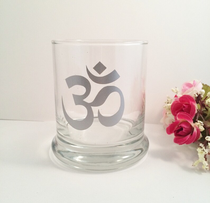 Aum Om Glass Candle Holder Yoga candle holder Mediation | Etsy