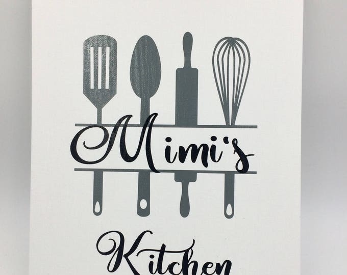 Mimi's Kitchen Print on White Canvas Panel, Kitchen Decor, Bake Wall Art, Canvas Wall Decor, Bakery Decor, Gift for Mimi