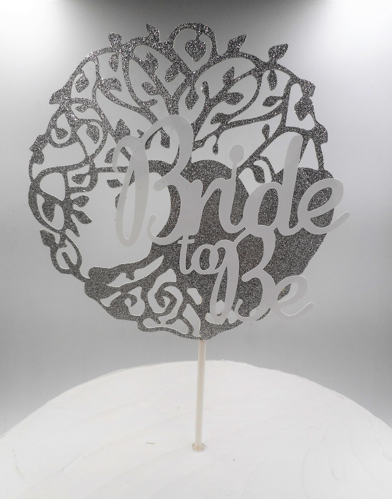 Tree of Life Cake Topper Bride to Be Silver Glitter Cake Etsy