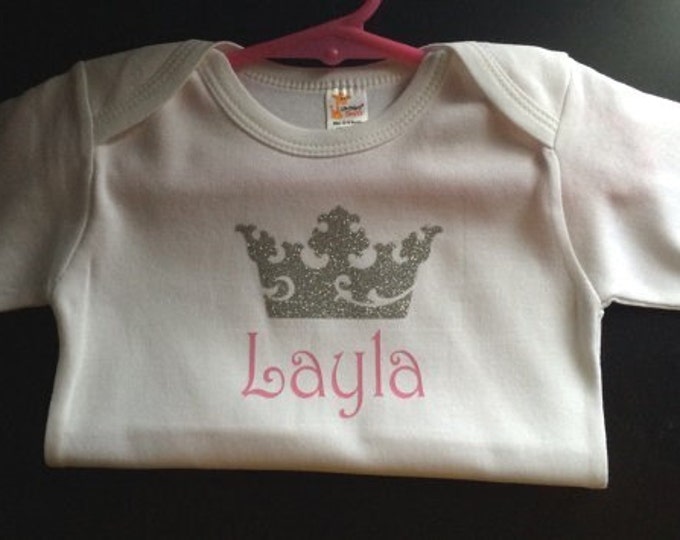 Princess Glitter Crown & Name Personalized TShirts, Custom shirts, Toddler name shirt, Toddler Tshirts, Girl Baby Tshirts, Newborn Tshirts