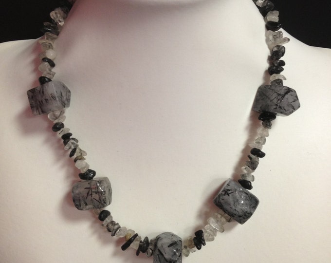 Rutilated Quartz Necklace, Gemstone Beaded Necklace, Healing Crystals