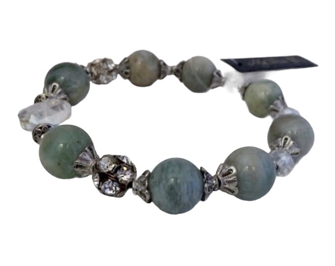 Aquamarine Gemstone Beaded Stretch Bracelet, Stone Bracelet, Crystal Bracelet, Gemstone Bracelet, Chunky Bracelet, Chakra stone,