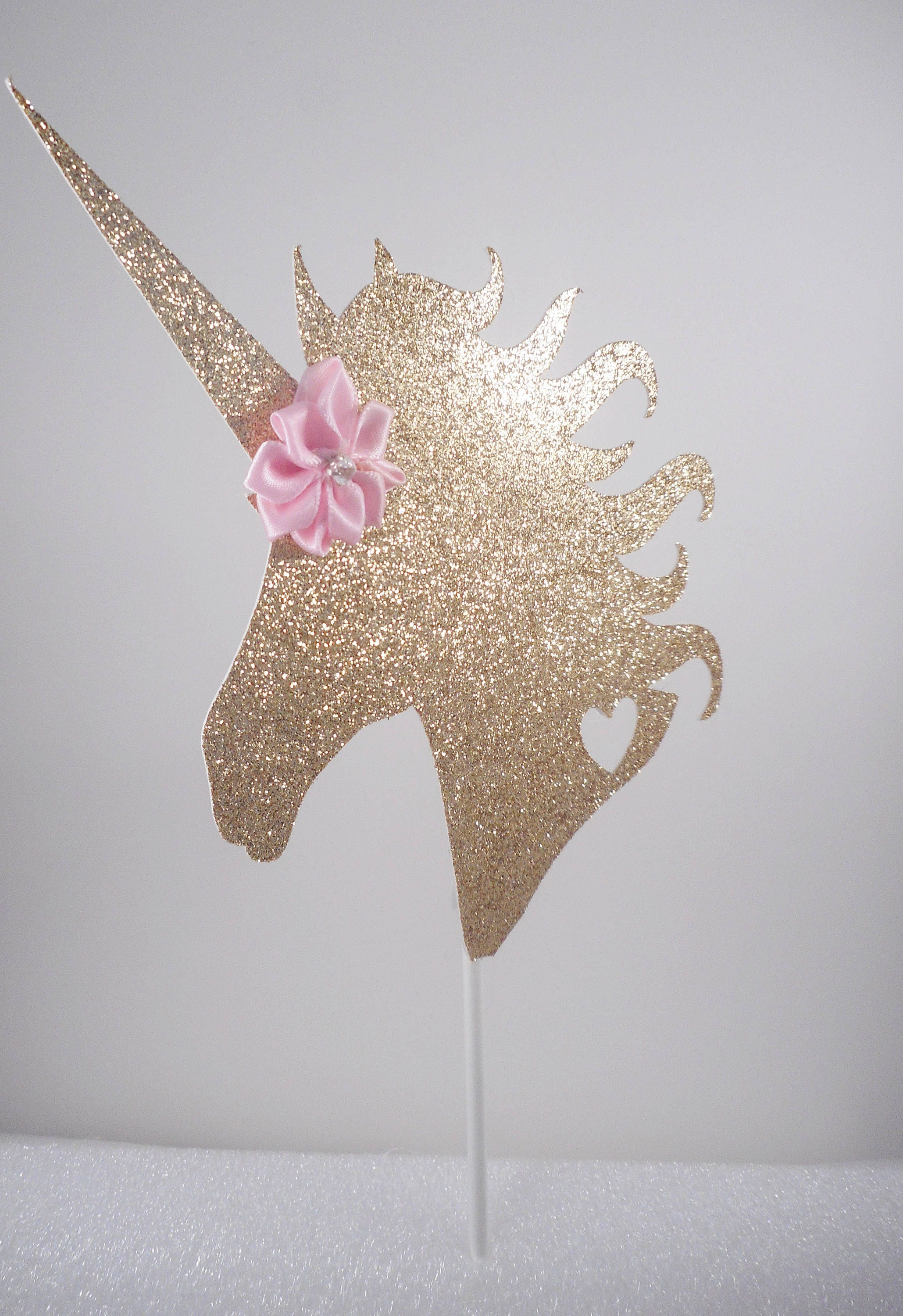 unicorn head cake topper gold pink cake topper glitter etsy