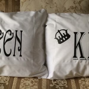 Couples Gifts, King & Queen Pillow cases, His and Hers Pillowcases, Anniversary gifts, Wedding gifts, Couples Pillow Cases, Bedroom Decor image 3