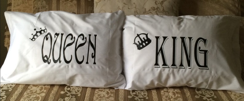 Couples Gifts, King & Queen Pillow cases, His and Hers Pillowcases, Anniversary gifts, Wedding gifts, Couples Pillow Cases, Bedroom Decor image 3