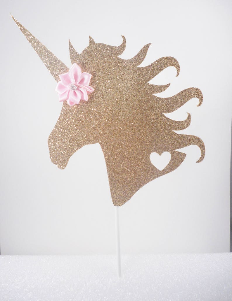 unicorn head cake topper gold pink cake topper glitter