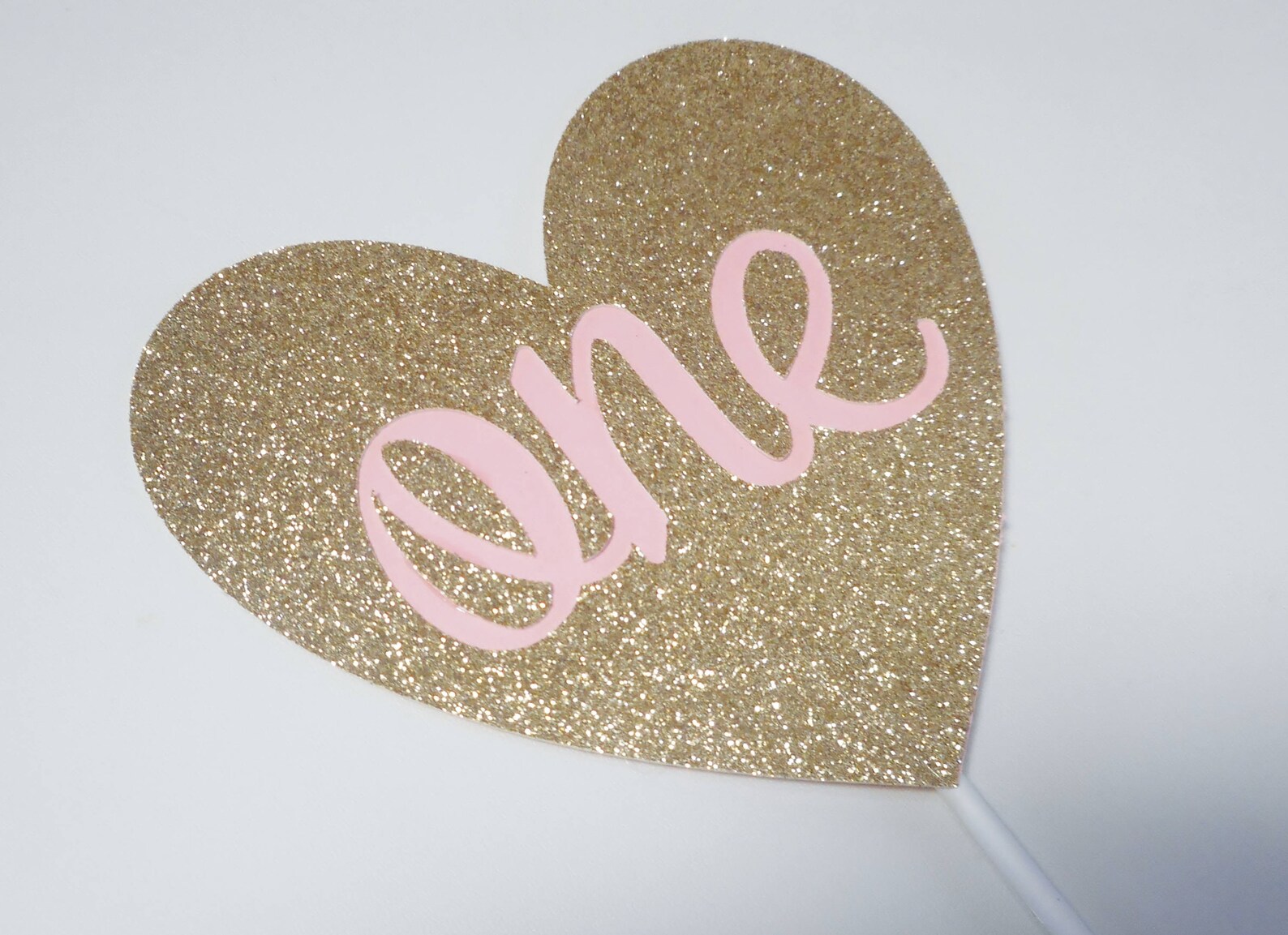 Pink and Gold Cake Topper One Birthday Cake Topper Glitter | Etsy