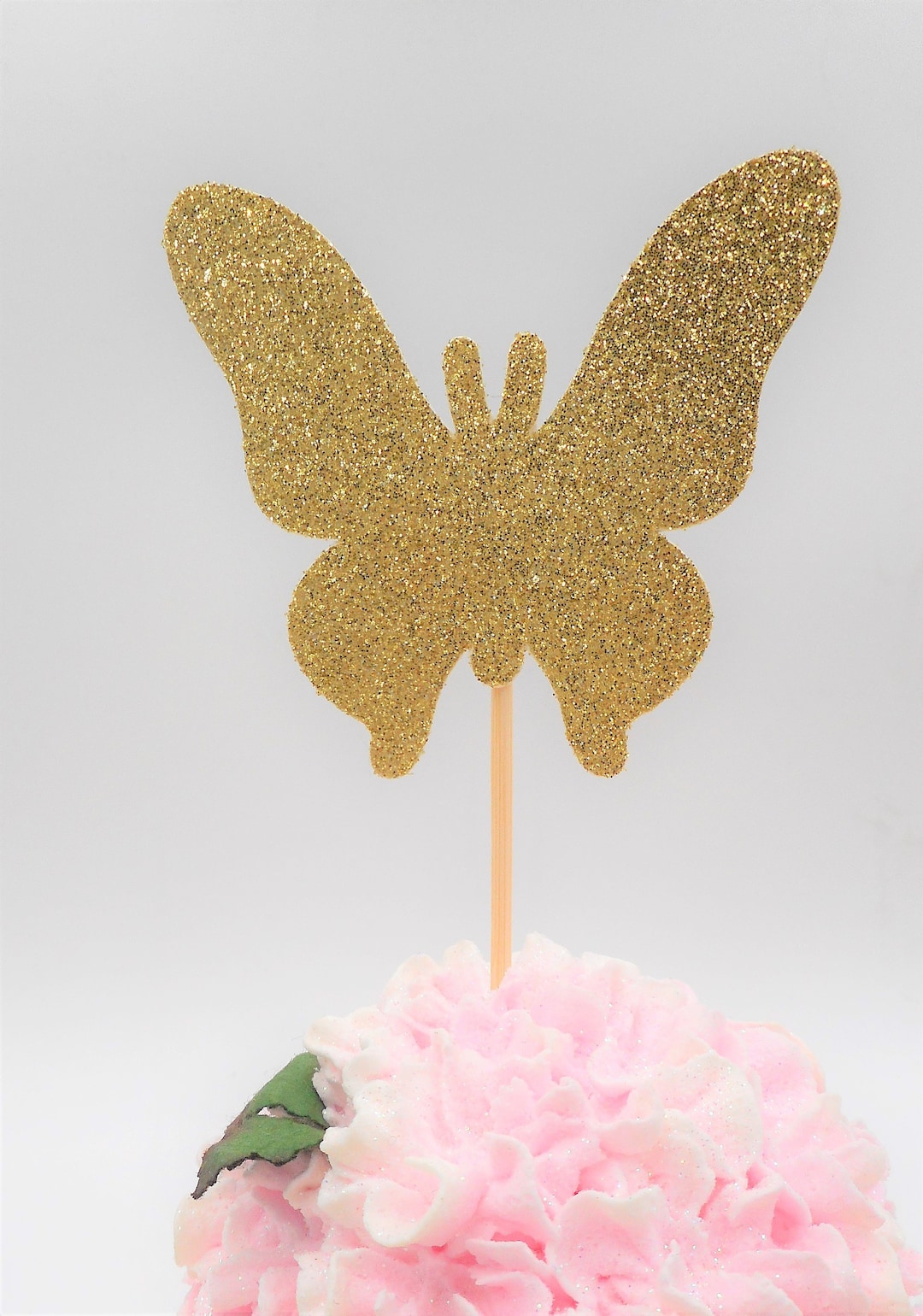 Butterfly Cupcake Topper, Gold Butterfly Cupcake Topper, Glitter