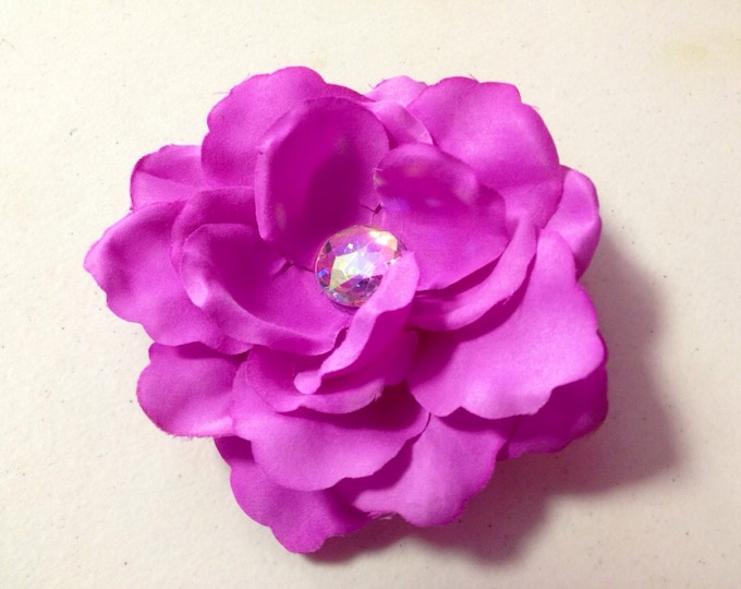 Purple Embellished Flower Clip - Free Shipping, Rose hair clip, girls hair clips, fascinator, floral hair clips