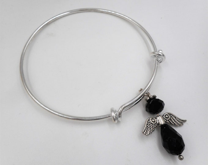 Angel Charm Bangle, confirmation gifts, godmother gifts, godchild gifts, angel jewelry, adjustable bracelet, faith gifts