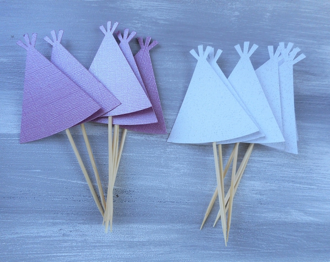 Boho Cupcake Topper, Teepee Cupcake Picks, Tipi Birthday, Boho Teepee Party, Cupcake Decorations, Teepee Picks, Boho Girls Birthday,