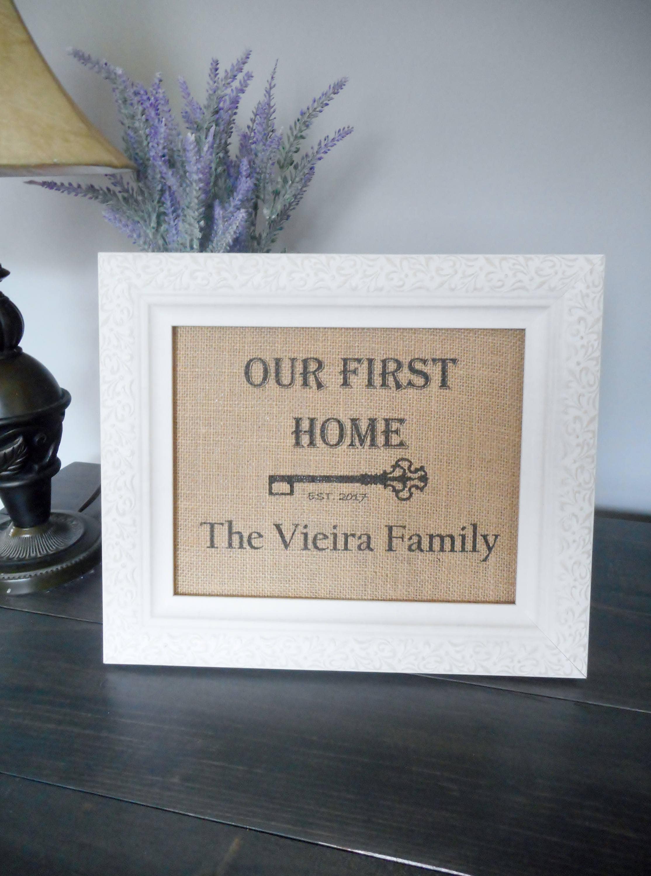 Our First Home Burlap Print, Wall Decor, Personalized