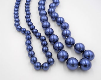 Bridal Party Pearl Necklaces, Denim Blue Faux Pearl Necklace, Blue Pearl Necklace, Bridesmaid Jewelry, Maid of Honor Jewelry, Chunky Pearl