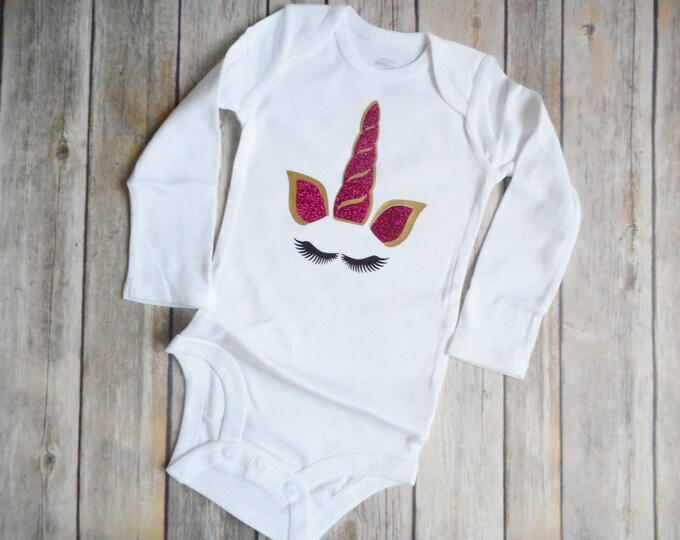 Gold & Pink Unicorn Baby Girl Shirt