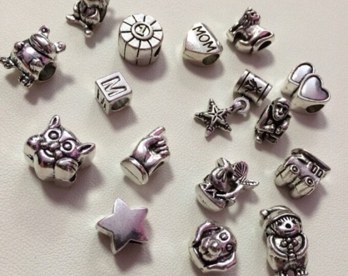 Alloy Spacer Charm Beads Mix Lot - 16pcs, Destash, Findings, bracelet spacers