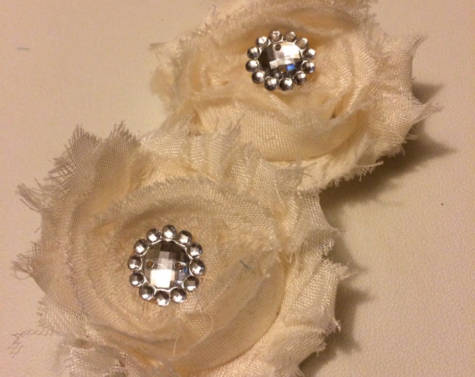 Ivory Rose Chic Tattered Hair Clip Set of 2