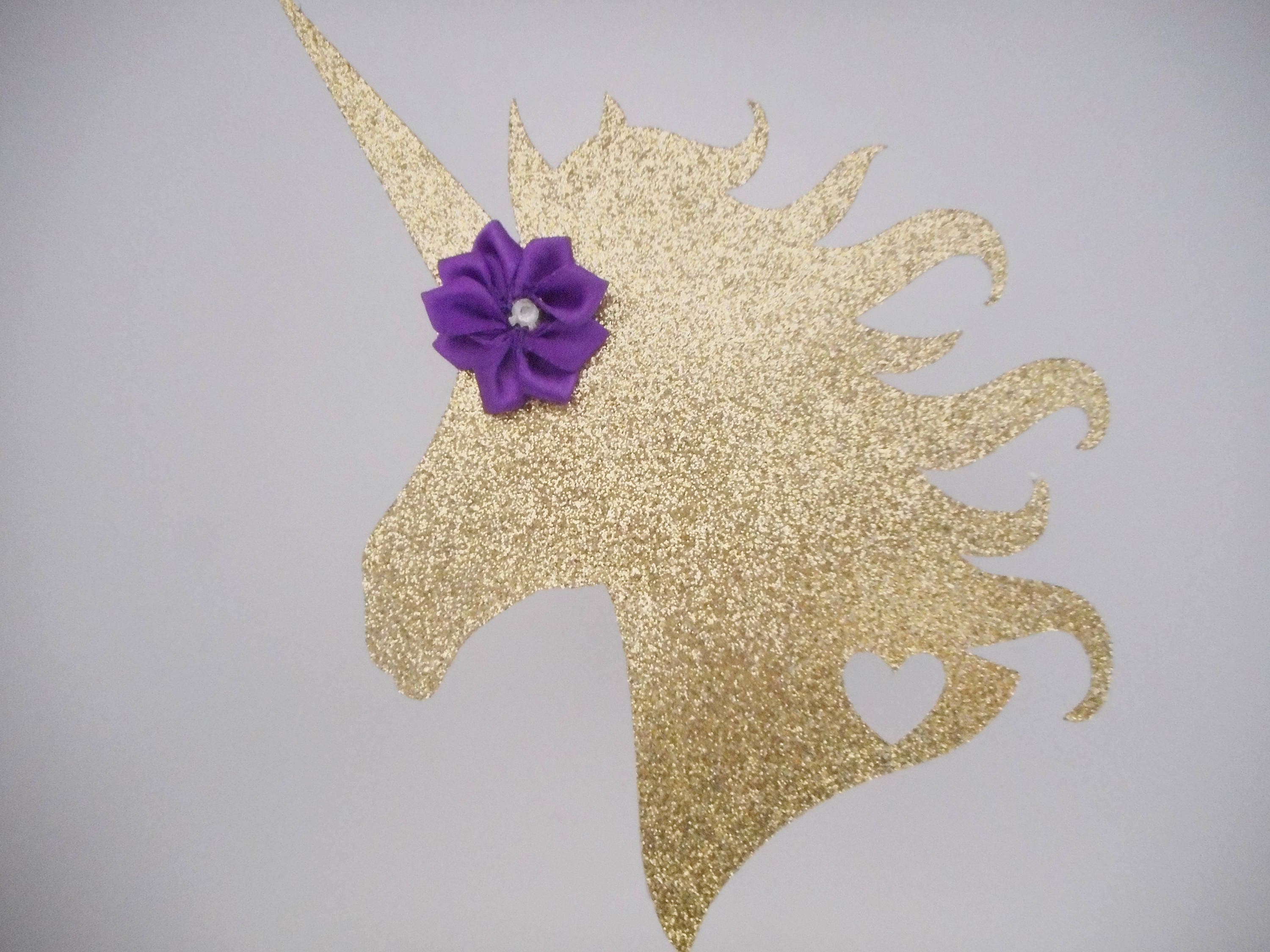unicorn head cake topper gold purple cake topper glitter cake