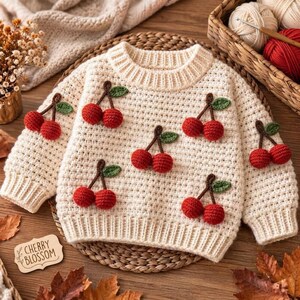 Häkelanleitung für einen Kinderpullover – Kirschblütenpullover (PDF)