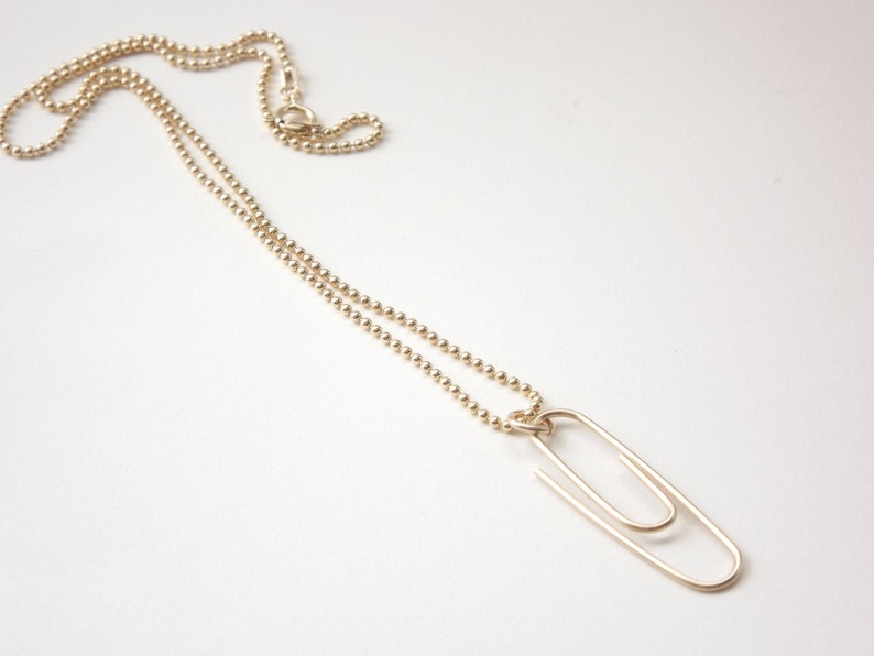 14k gold filled paperclip necklace bohemian gold chain Etsy