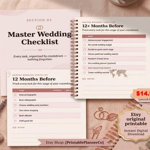 Wedding Planner PDF, Printable Wedding Planning Book, 186 Page Wedding Organizer, Engagement Gift, Bride Binder, Digital Download Checklist image 5